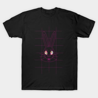 GRID DRAWING of a easter bunny pink purple violet T-Shirt